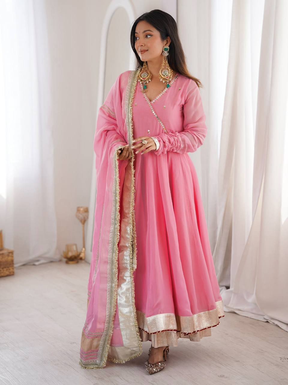 Pink Flared Anarkali Suit For Women | Wedding, Party & Festive Wear