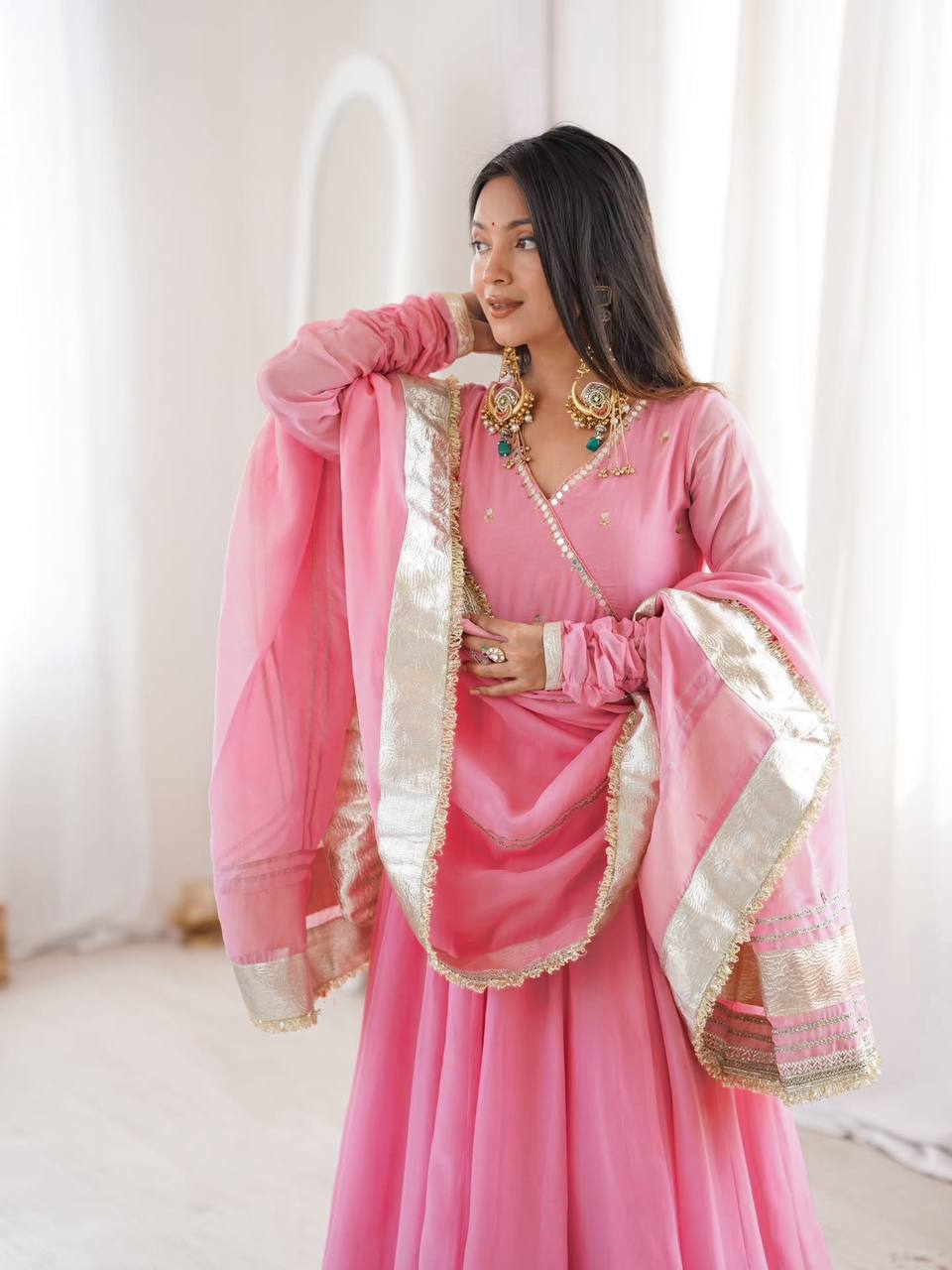 Pink Flared Anarkali Suit For Women | Wedding, Party & Festive Wear