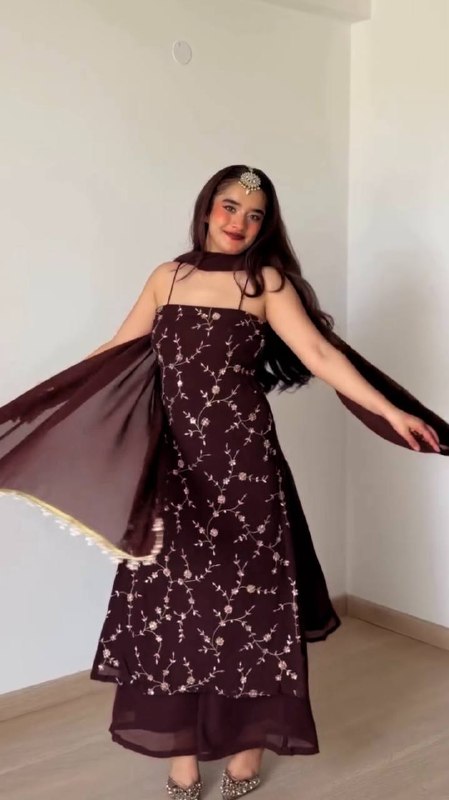 Wine Party Wear Anarkali Palazzo Suit Set for Women | Festive & Wedding Wear for Women
