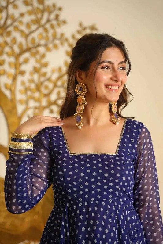 Festive Printed Georgette Anarkali Suit Set with Dupatta | Sangeet Outfit Women