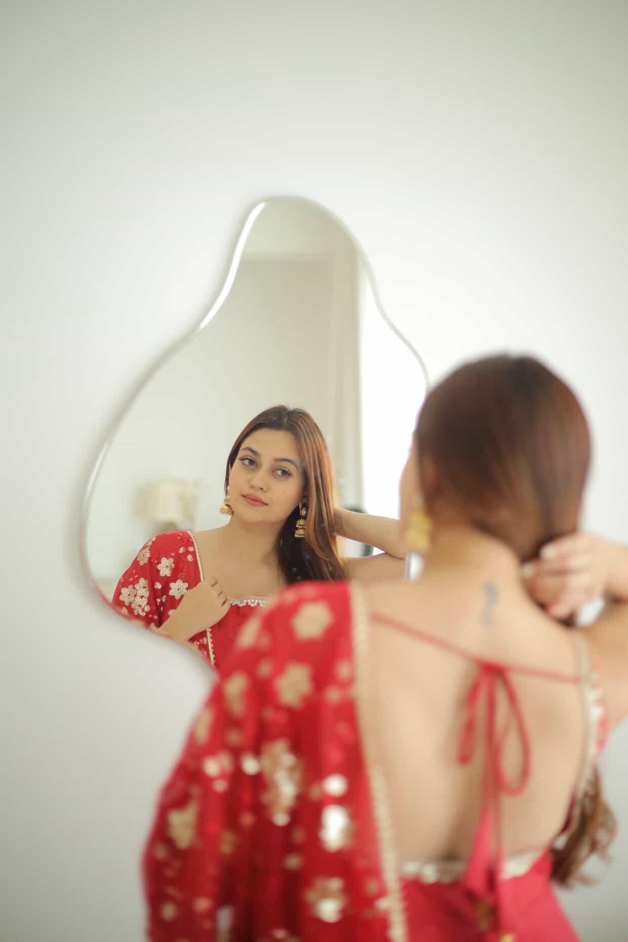 Red Georgette Sleeveless Gown with Sequins Dupatta | Party & Festive Wear