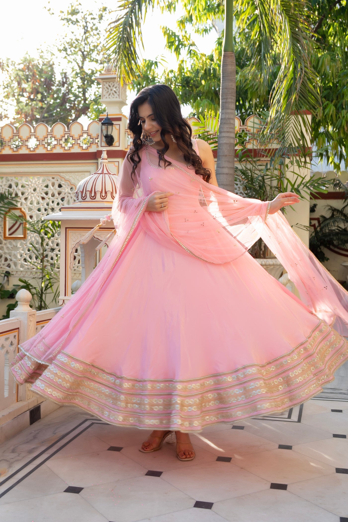 Baby Pink Designer Anarkali Suit for Women | Wedding, Sangeet & Festive Wear