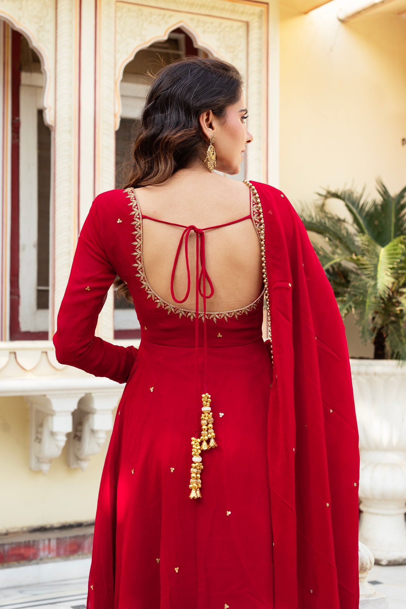 Party Wear Radiate Elegance in This Red Hand Work Anarkali Suit