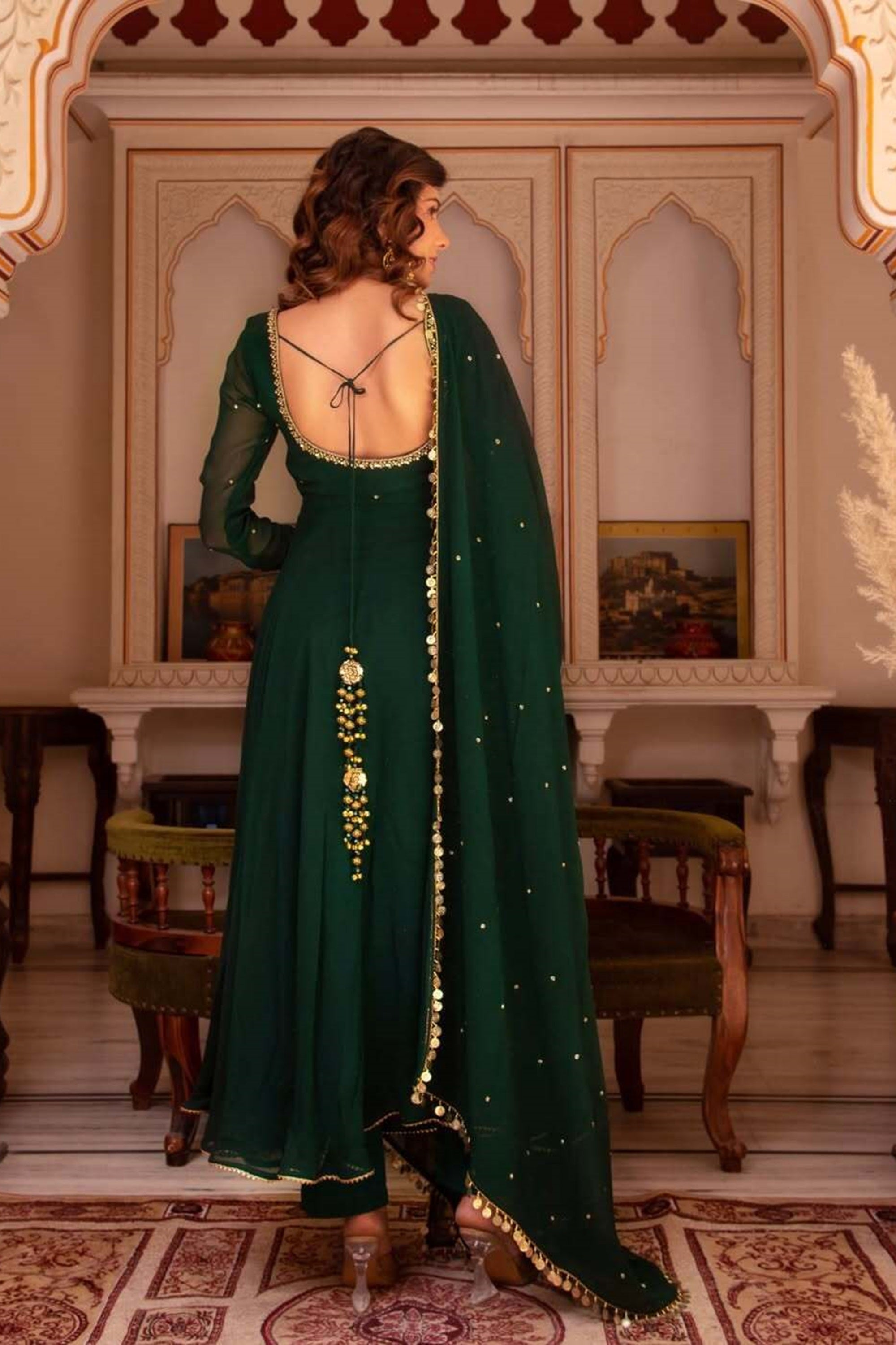 Green Color Georgette Anarkali Suit with Dupatta