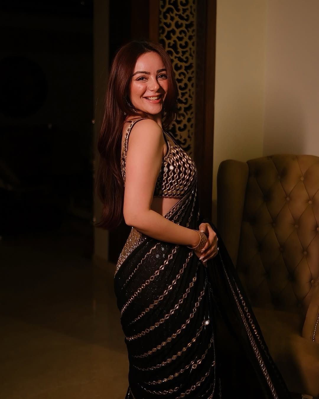 Designer Wedding Wear Pure Georgette Saree with Mirror Work