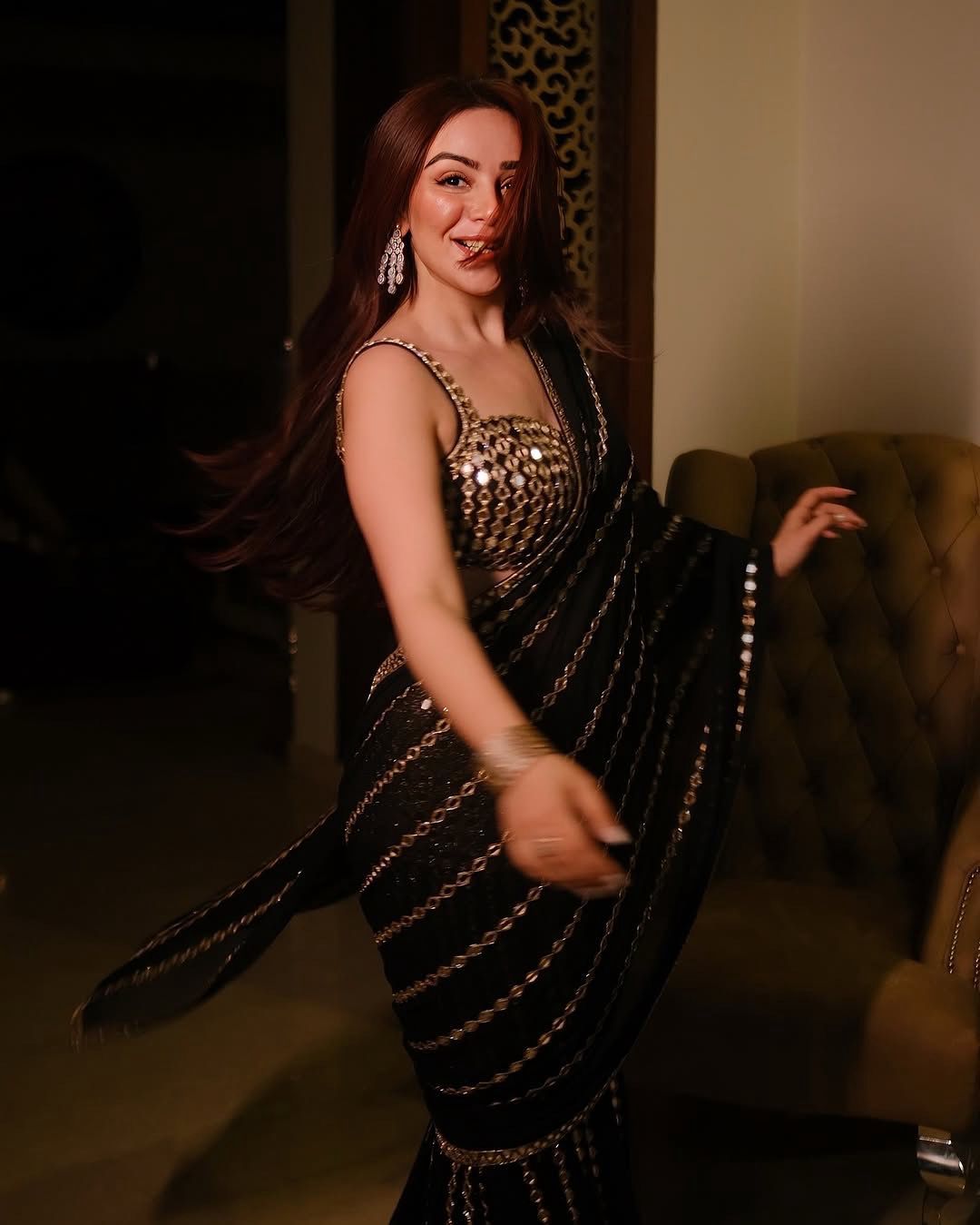 Designer Wedding Wear Pure Georgette Saree with Mirror Work