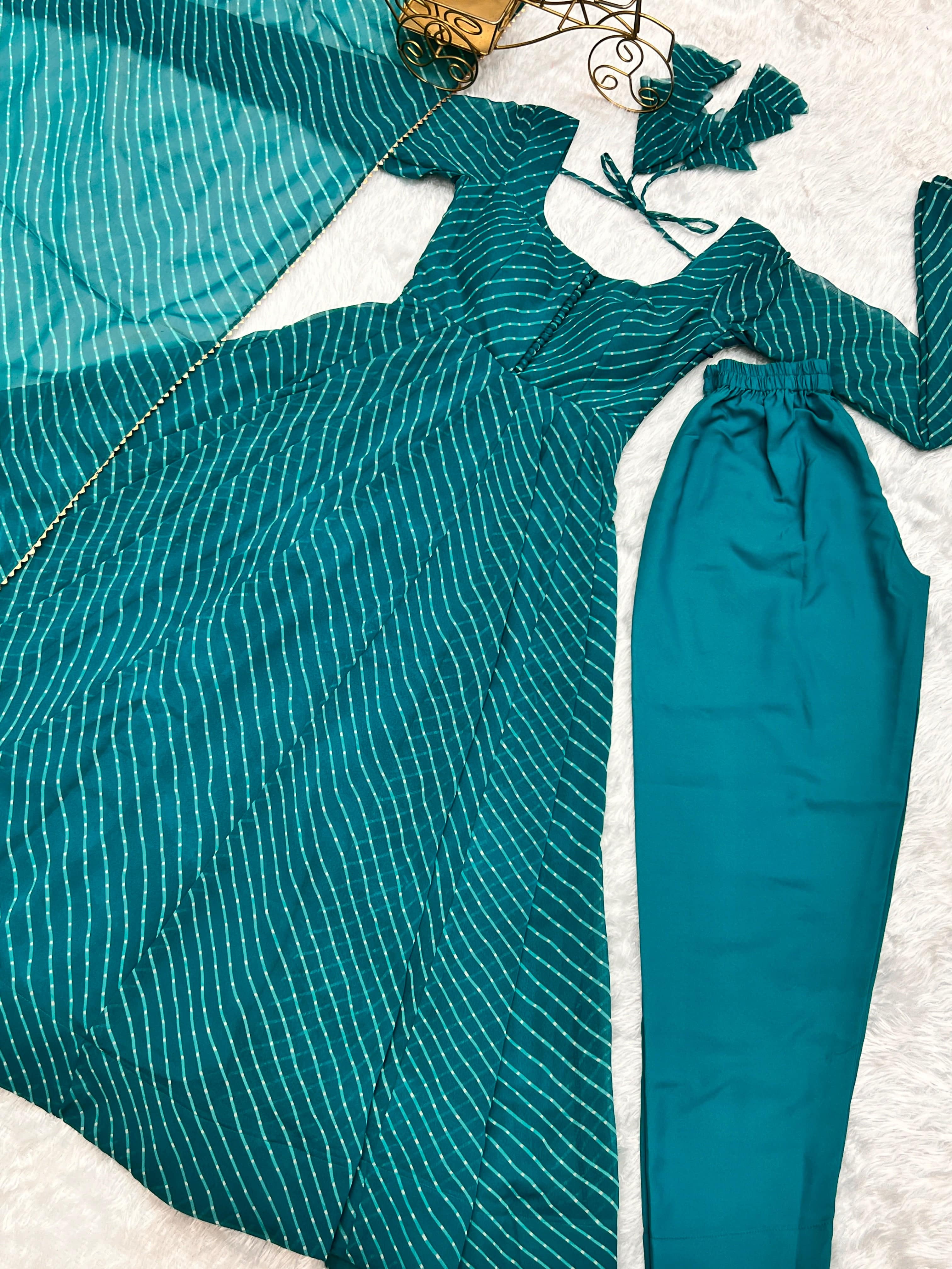 Splendid Faux Georgette Printed Fully Stitched Anarkali Pant Suit - Ethnicwish