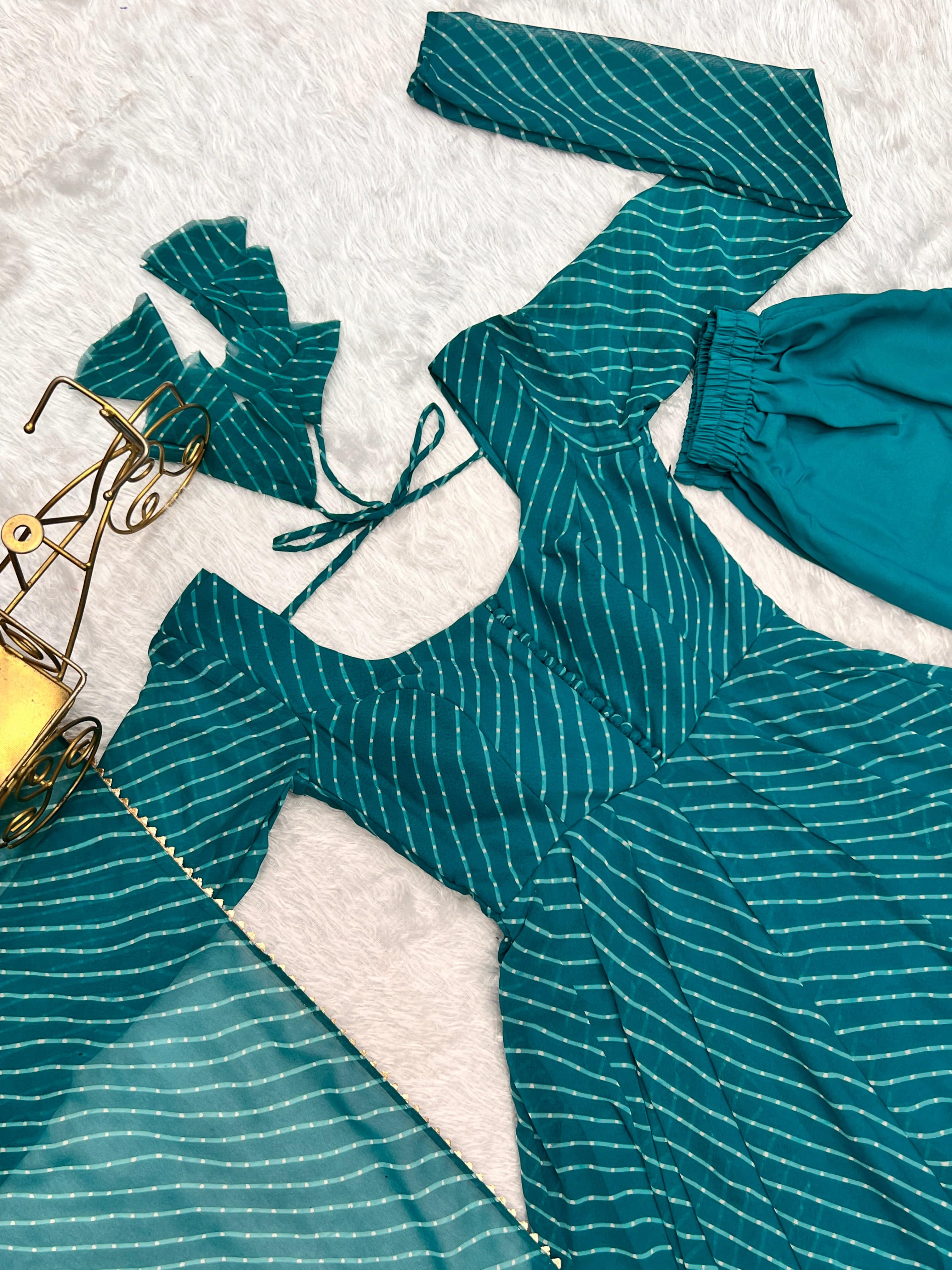 Splendid Faux Georgette Printed Fully Stitched Anarkali Pant Suit - Ethnicwish