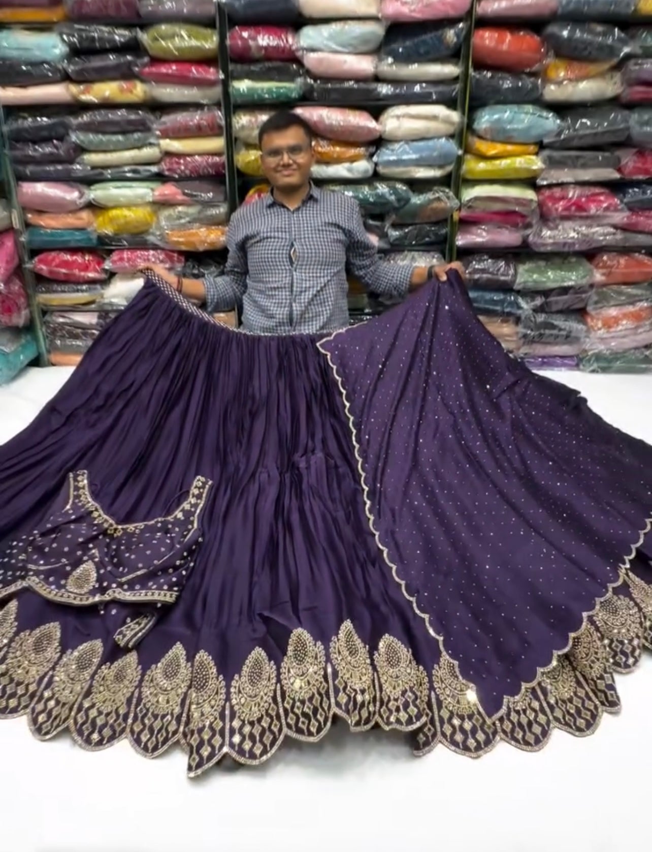 Trending Satin Silk Lehenga Choli with Stone & Real Mirror Work