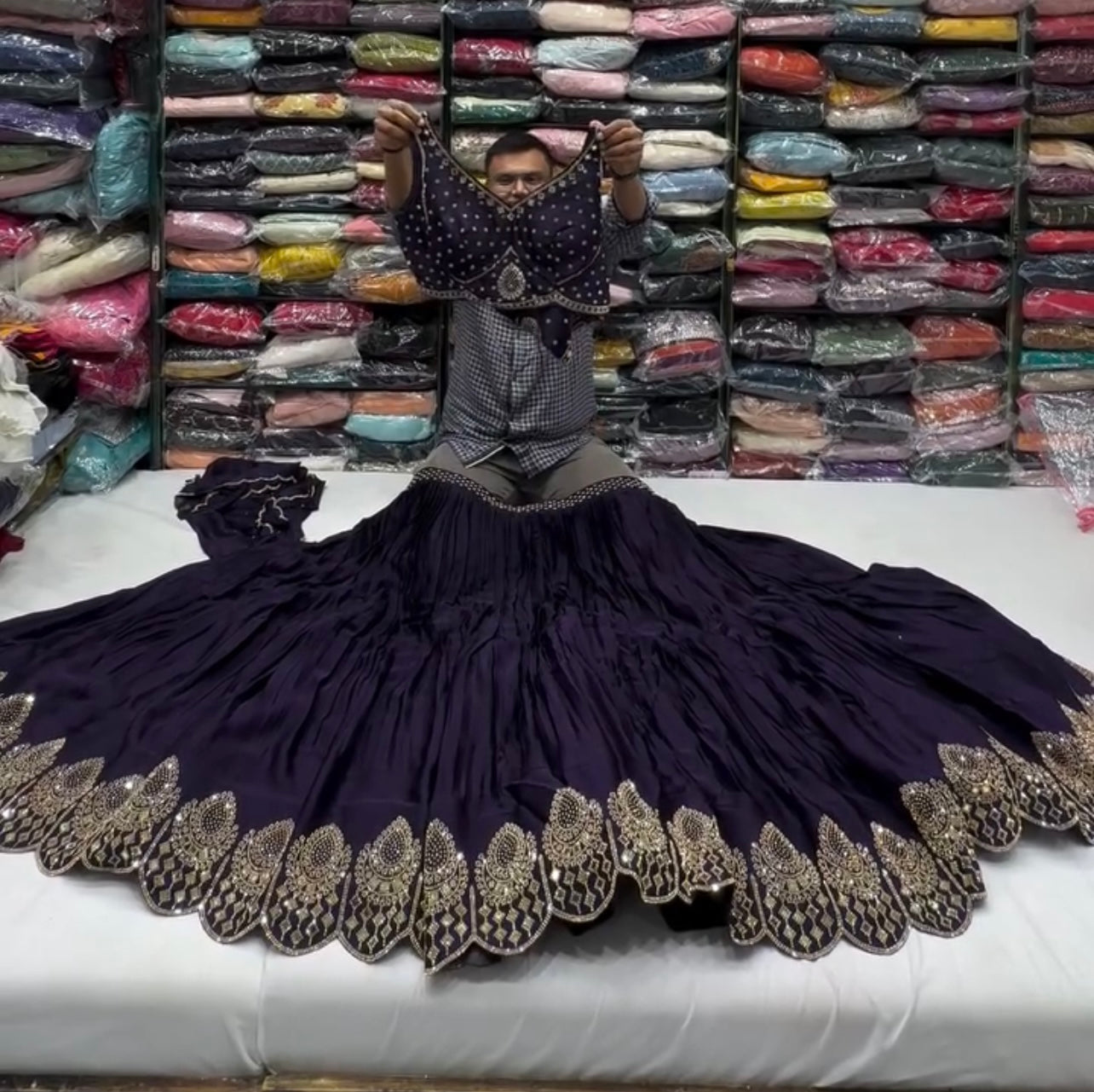 Trending Satin Silk Lehenga Choli with Stone & Real Mirror Work