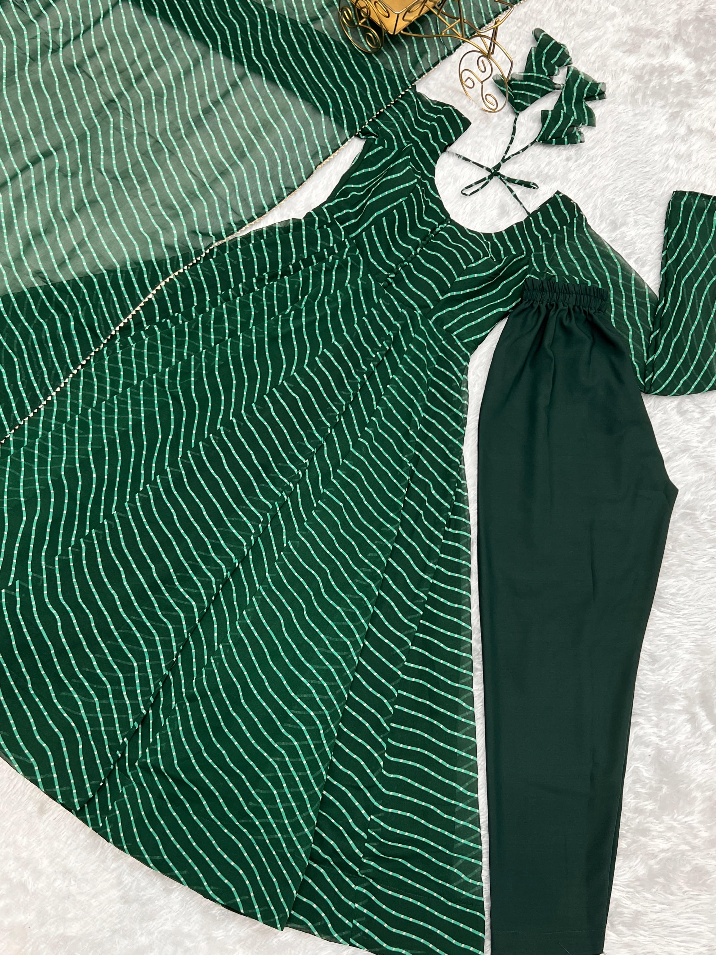 Splendid Faux Georgette Printed Fully Stitched Anarkali Pant Suit - Ethnicwish