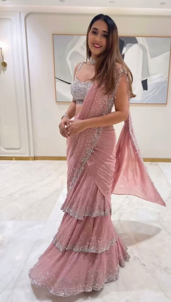 Ready To Wear Lehenga Saree For Women | Pre Draped Georgette Party Wear Saree