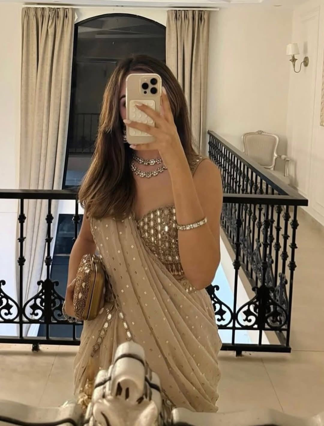 Ready To Wear Saree For Women | Pre Draped Party Wear Saree - Gold
