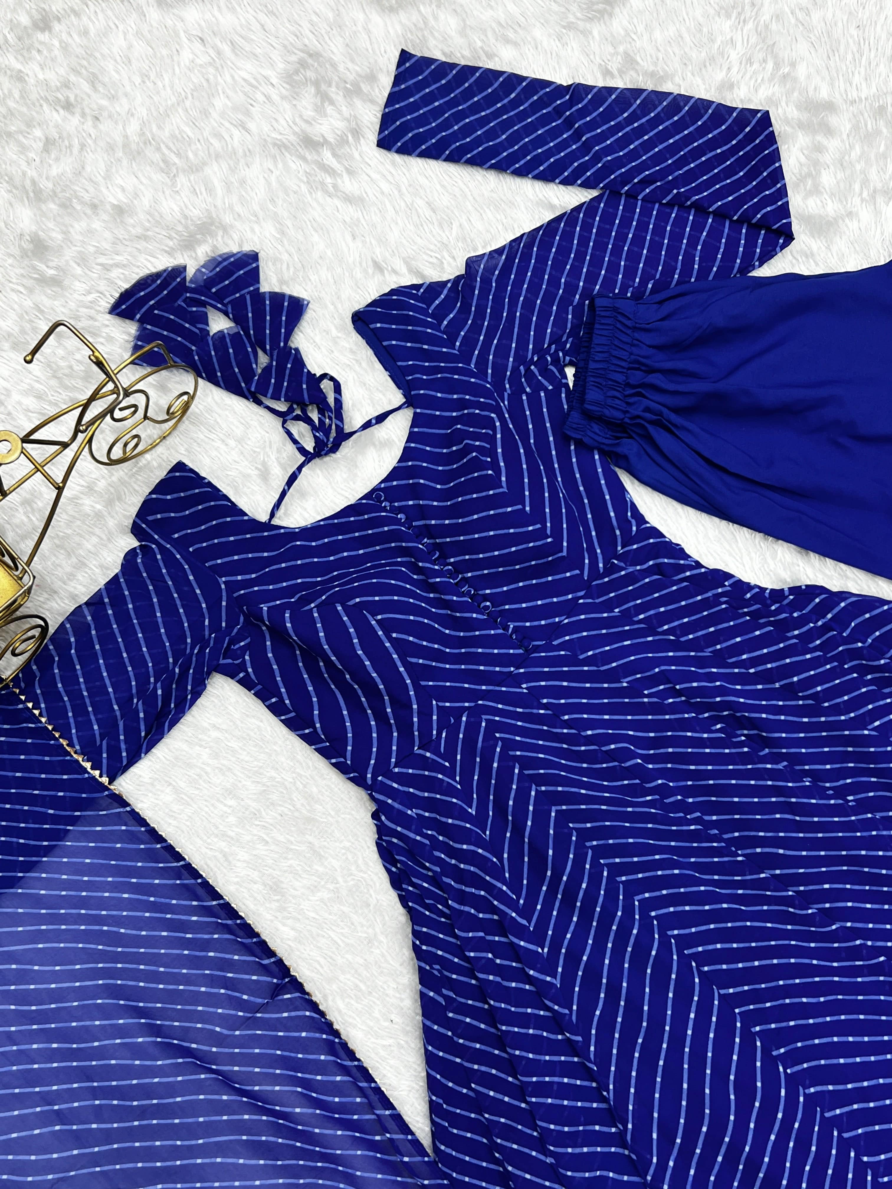 Splendid Faux Georgette Printed Fully Stitched Anarkali Pant Suit - Ethnicwish