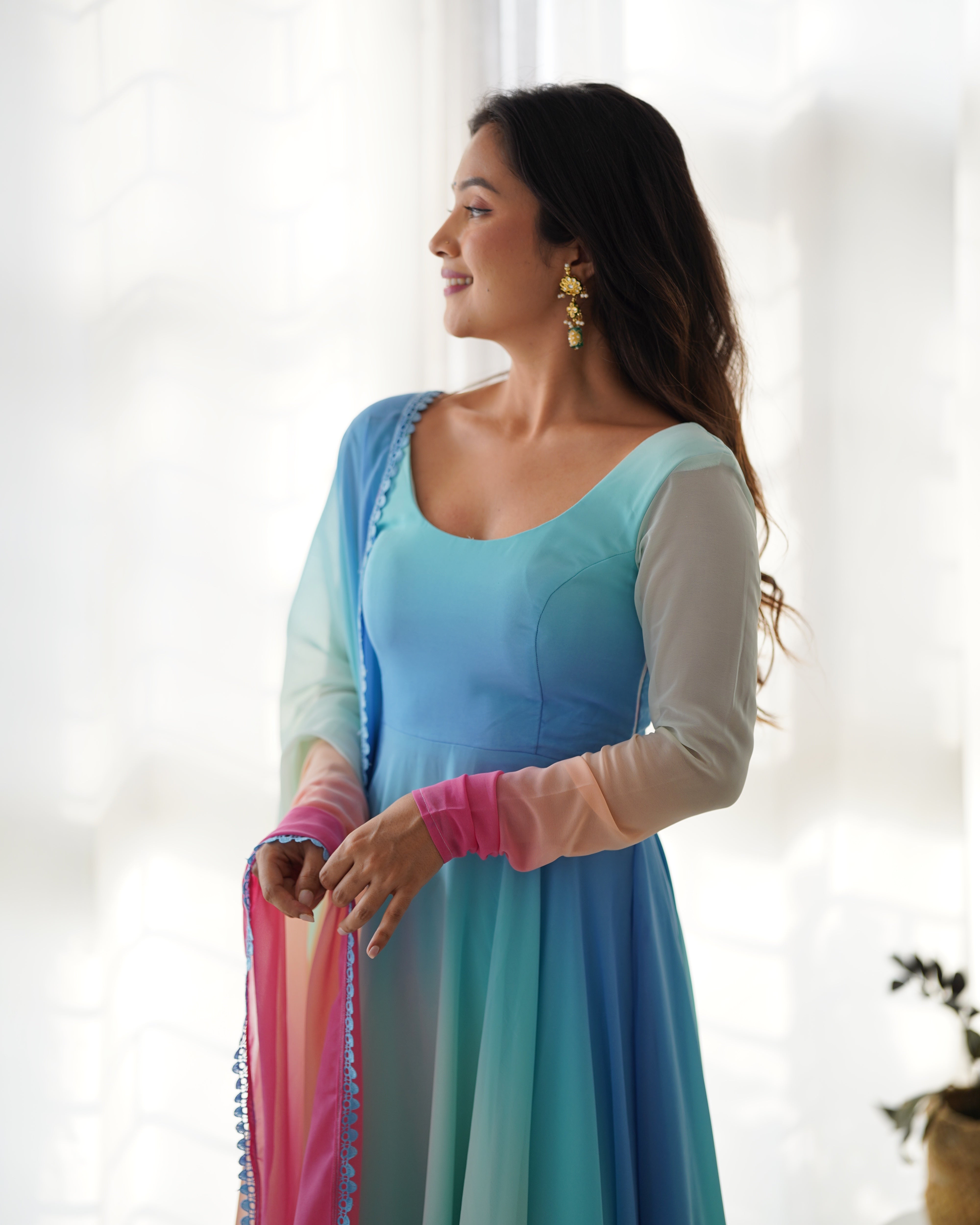 Festive Alia Multishaded Soft Georgette Anarkali Set