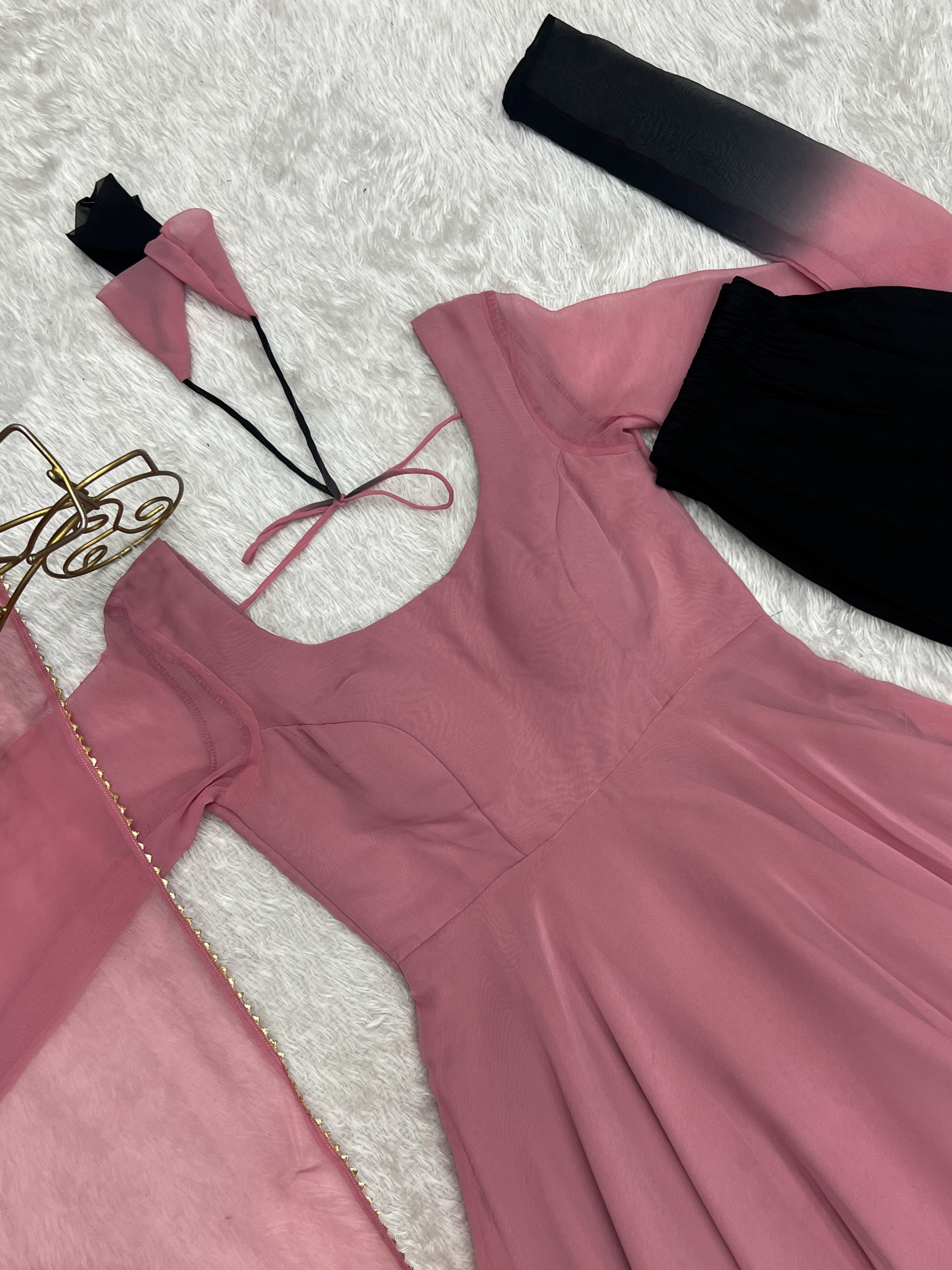 Spectacular Shaded Digital Printed Faux Georgette Anarkali Pant Suit - Ethnicwish