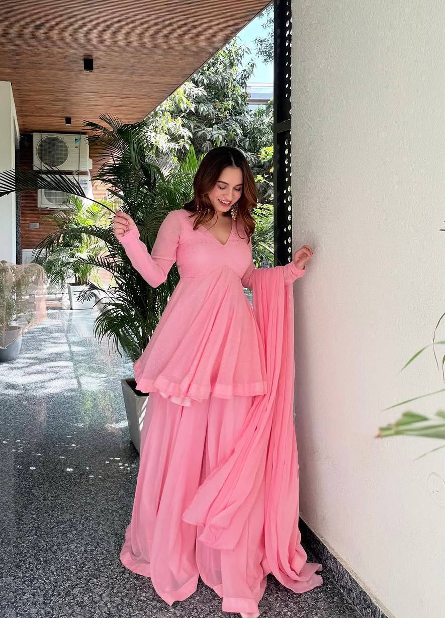 Baby Pink Sharara Suit for Women | Designer Wedding & Party Wear Set