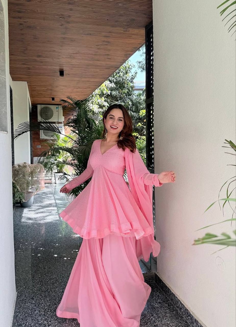 Baby Pink Sharara Suit for Women | Designer Wedding & Party Wear Set