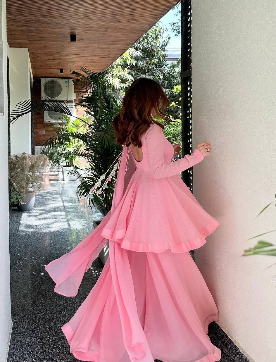 Baby Pink Sharara Suit for Women | Designer Wedding & Party Wear Set