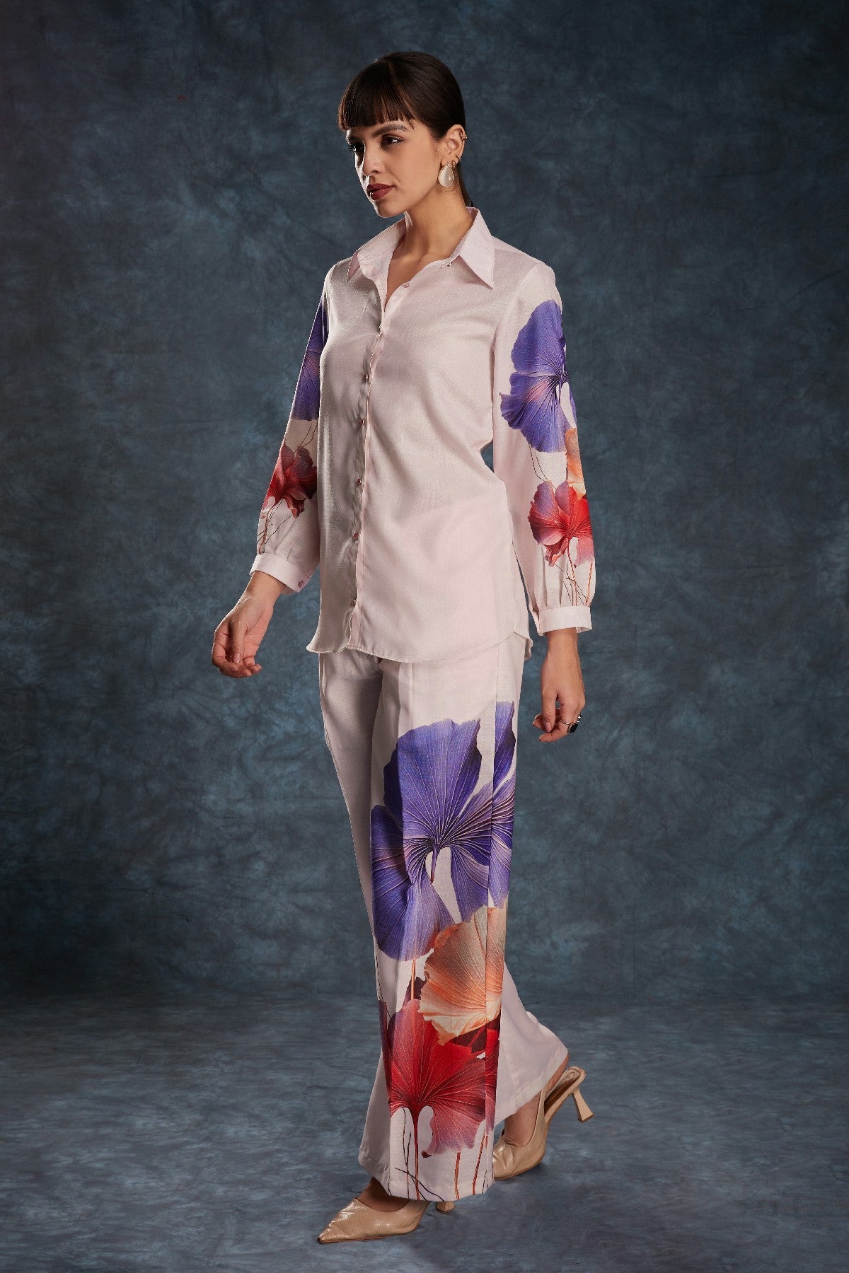 Light Pink Printed Linen Co-Ord Set – Subtle Elegance for Everyday Glam