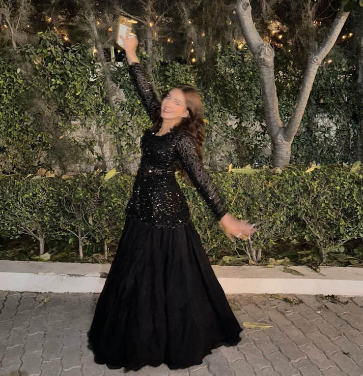 Reception Wear Designer Blazer Style Heavy Work Black Color Top With Lehenga