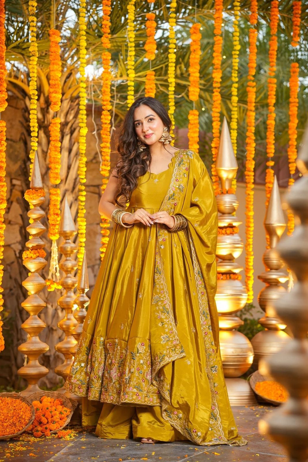 Haldi Special Millow Floral Anarkali Anarkali Suit Set