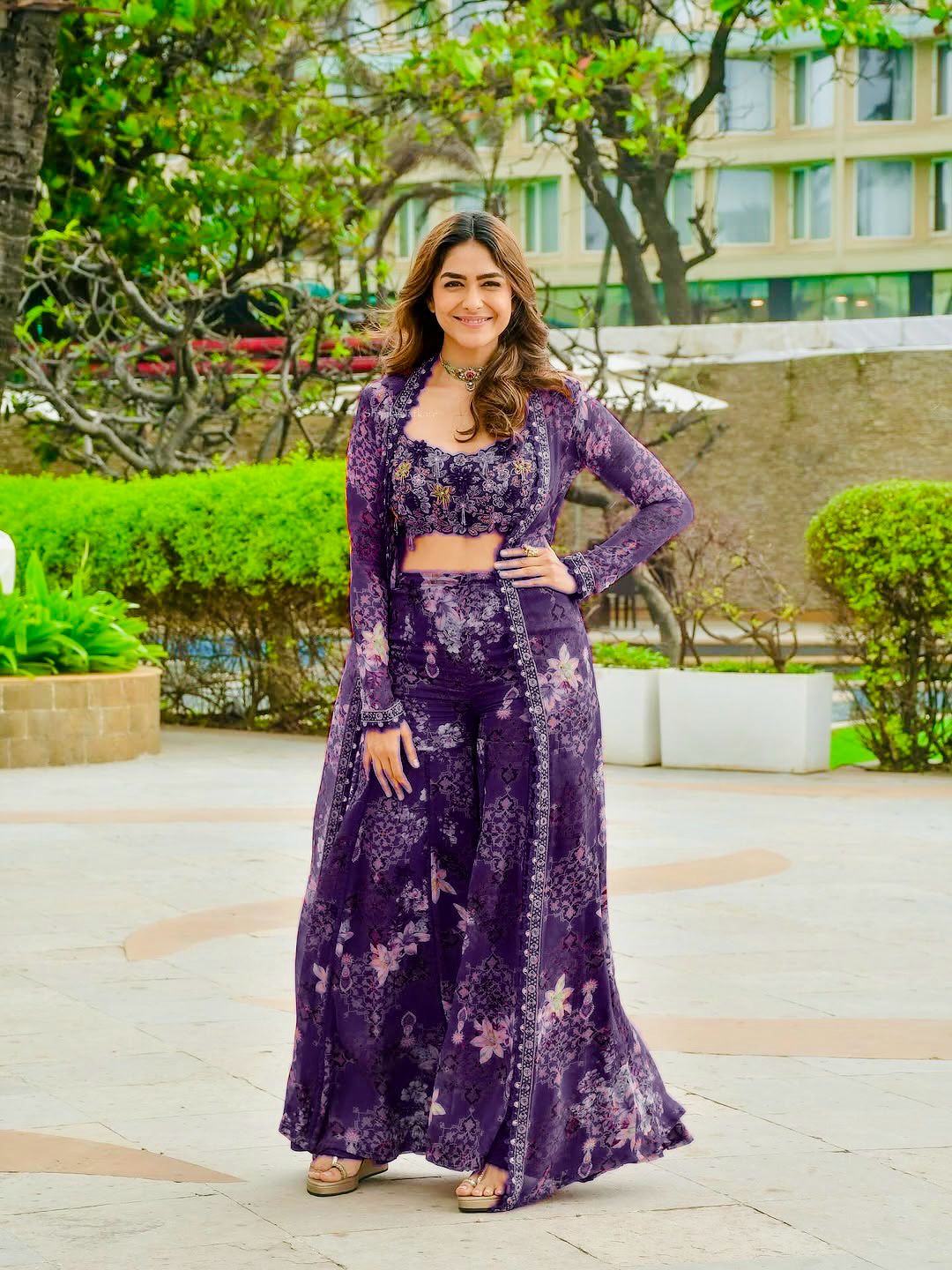 Mrunal Thakur Inspired Red Fringe Indo Western