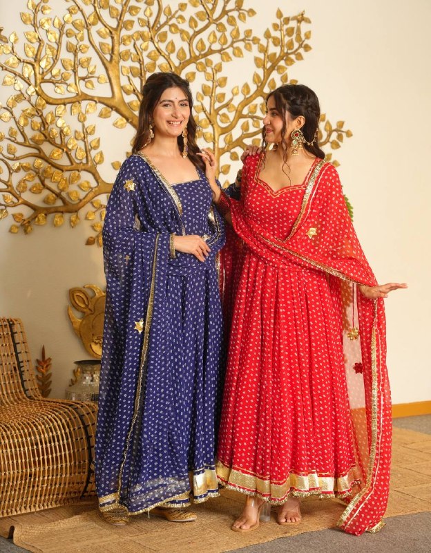 Festive Printed Georgette Anarkali Suit Set with Dupatta | Sangeet Outfit Women