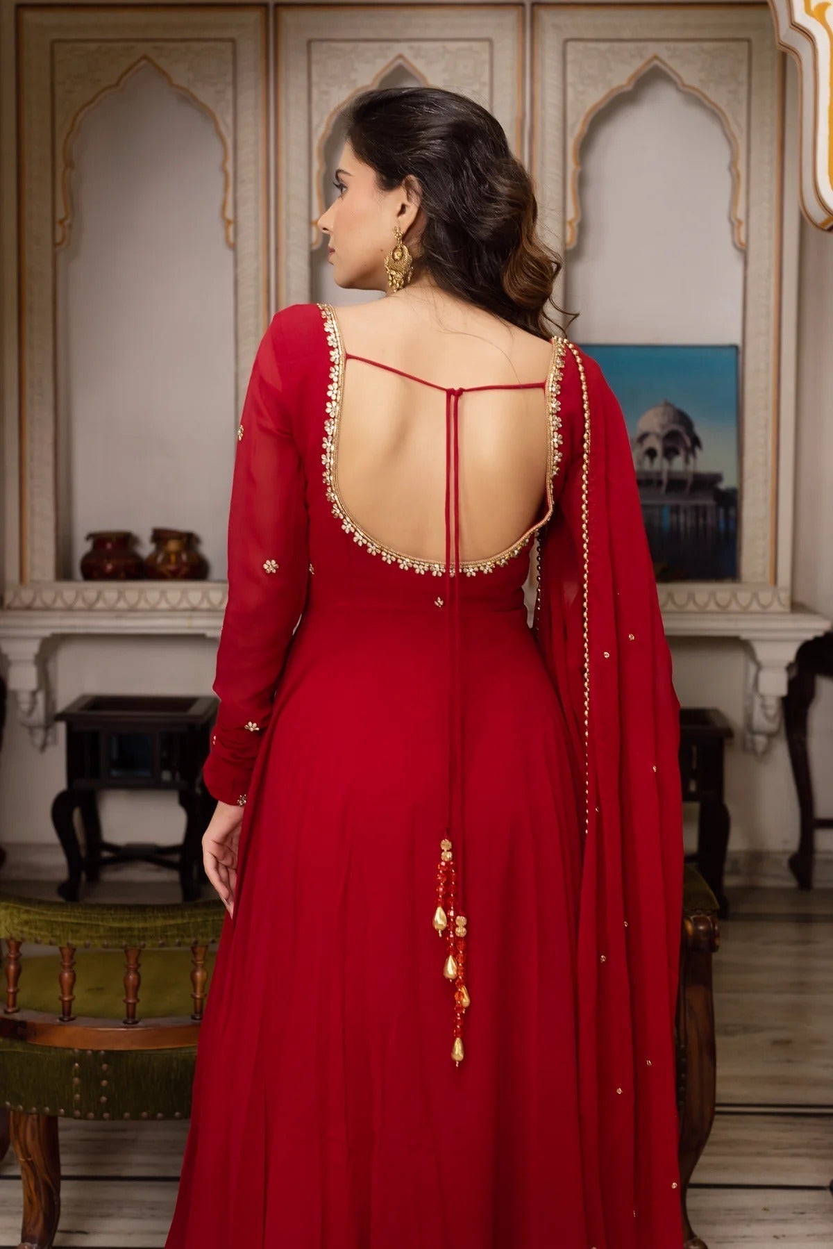 Elegant Red Anarkali Suit with Dupatta