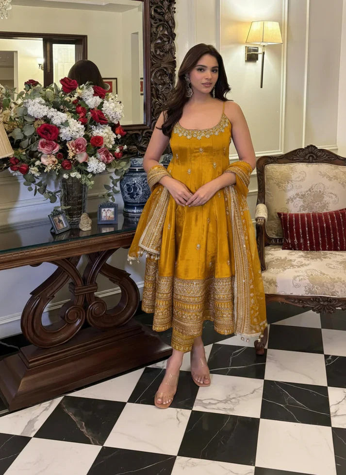 Wedding Mustard Yellow Anarkali Suit for Women | Wedding Dresses For W Cholimarket Wedding Mustard Yellow Anarkali Suit for Women | Wedding Dresses For W Cholimarket