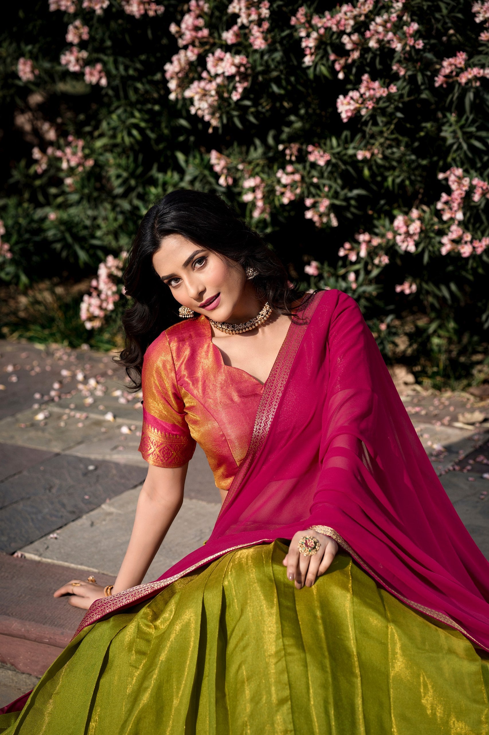 Traditional Wear Pista Color Zari Weaving Work Kanchipuram South Culture