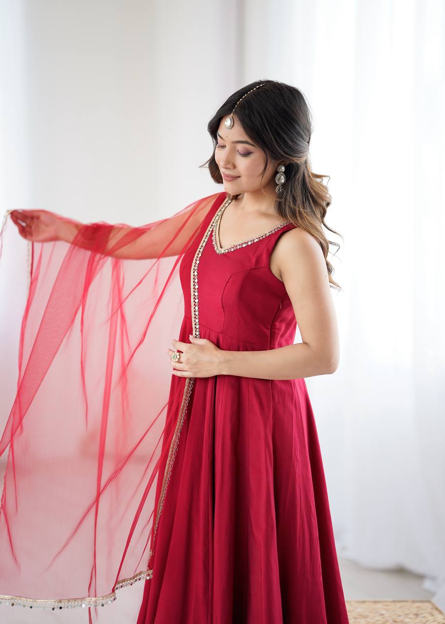 Party Wear Ziyana Romansilk Chanderi Anarkali