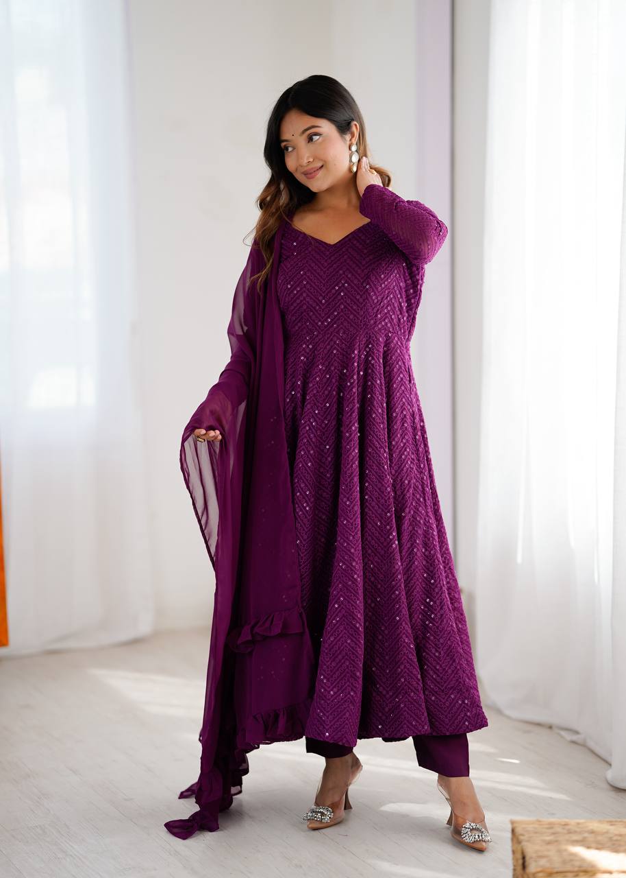 Party Wear  Roshni Ruffled Flared Anarkali Set