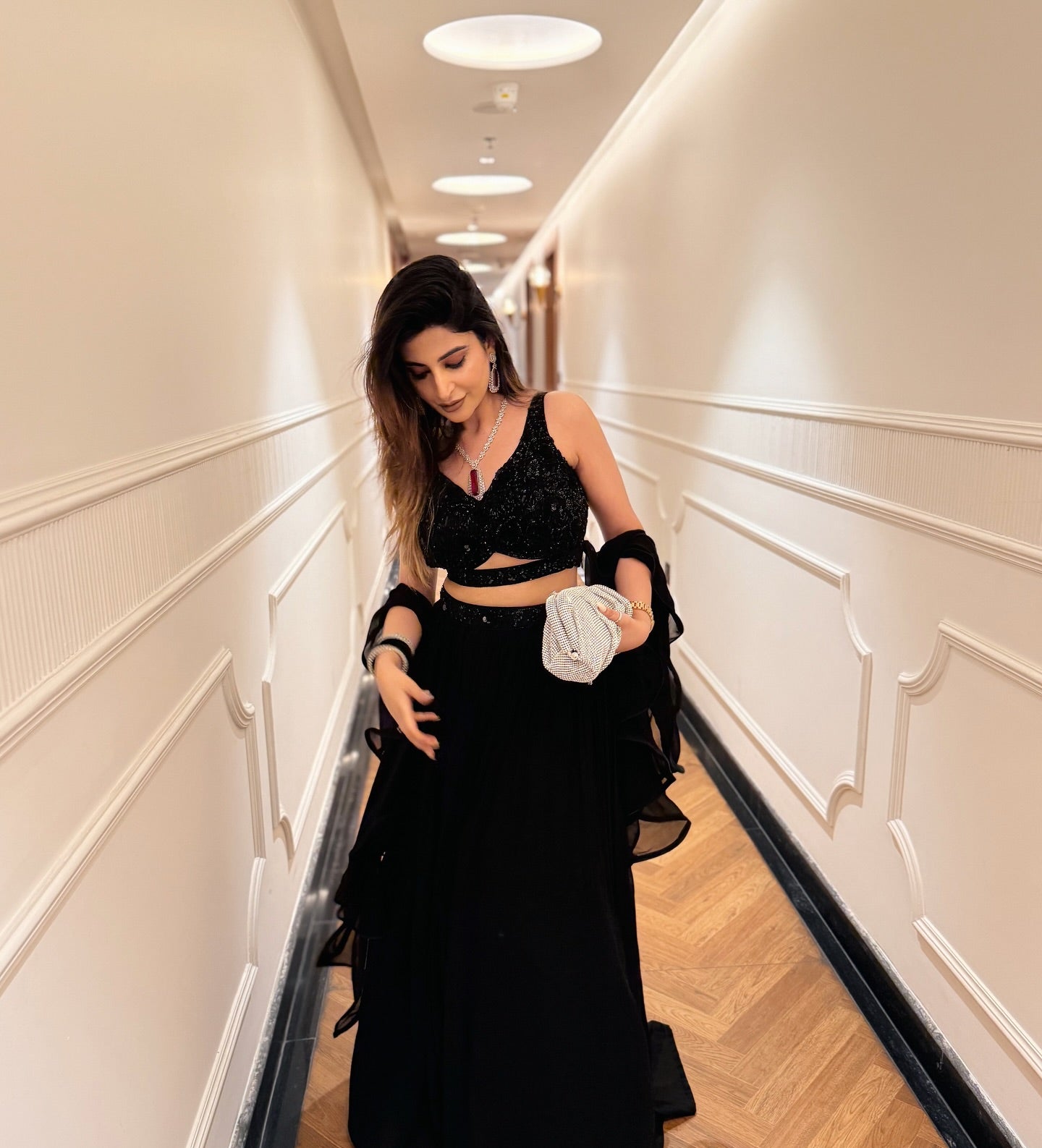 Cocktail Wear Stunning Black Georgette Party Wear Lehenga Whit Sequence Work Blouse Lehenga Choli